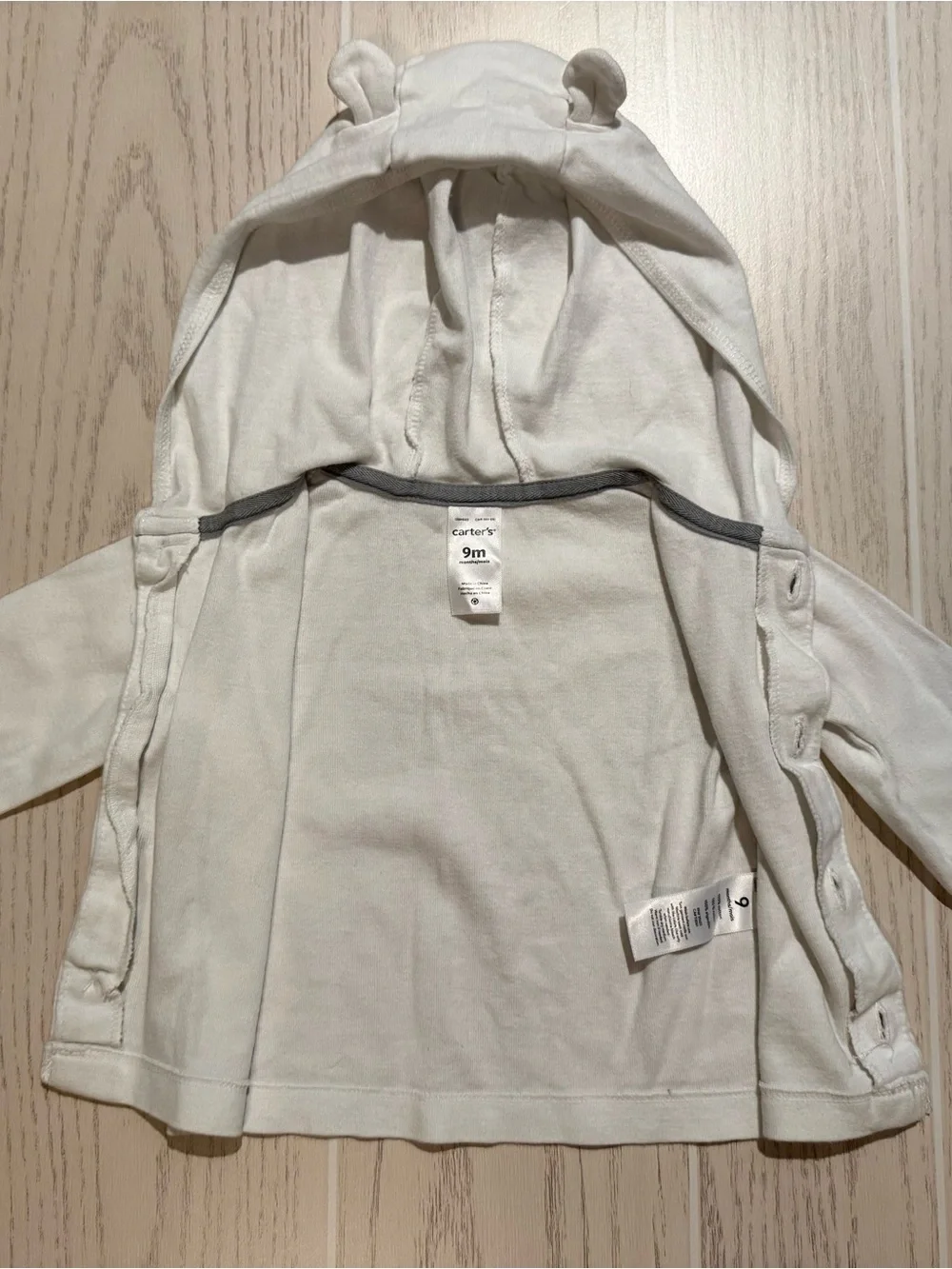 Carter’s Baby Girl 9M White Bear Ear Hooded Cardigan Sweater